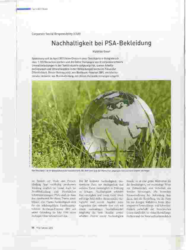 Vorschauseite 1: Nachhaltigkeit bei PSA-Bekleidung