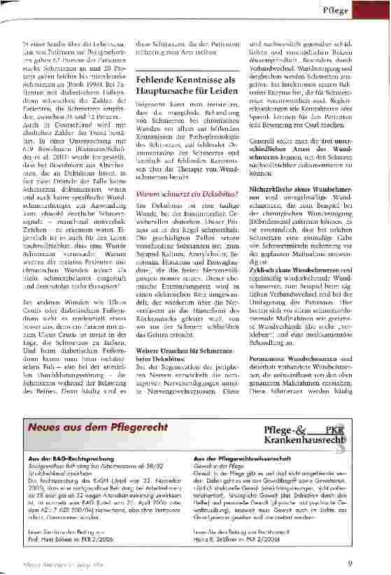 Vorschauseite 2: Wundschmerz bleibt oft unerkannt