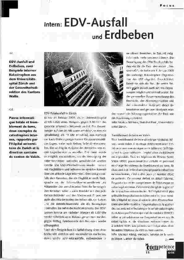 Vorschauseite 1: EDV- Ausfall und Erdbeben