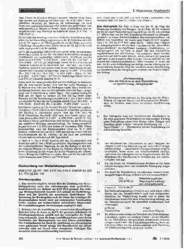 Vorschauseite 1: Rückzahlung von Weiterbildungskosten