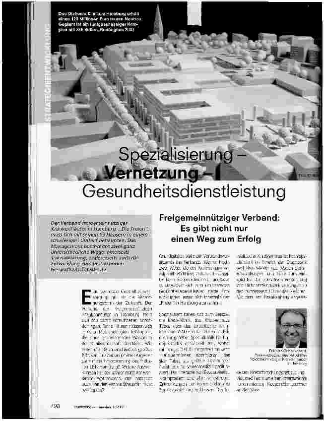 Vorschauseite 1: Spezialisierung-Vernetzung-GesundheitsdienstleistungFreigemeinnütziger Verband:Es gibt nicht nur einen Weg zum Erfolg