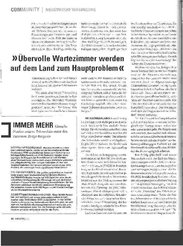 Vorschauseite 3: MEDIZINISCHE VERSORGUNG - DIE NEUENLANDÄRZTE