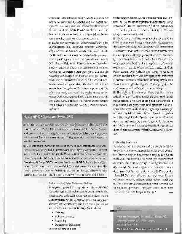 Vorschauseite 2: DRG: Herausforderung für jedes Spital