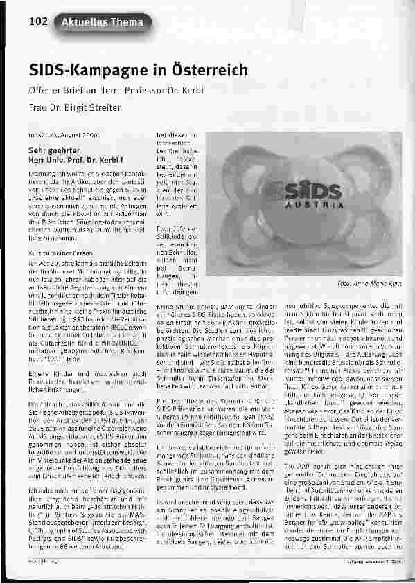 Vorschauseite 1: SIDS-Kampagne in Österreich