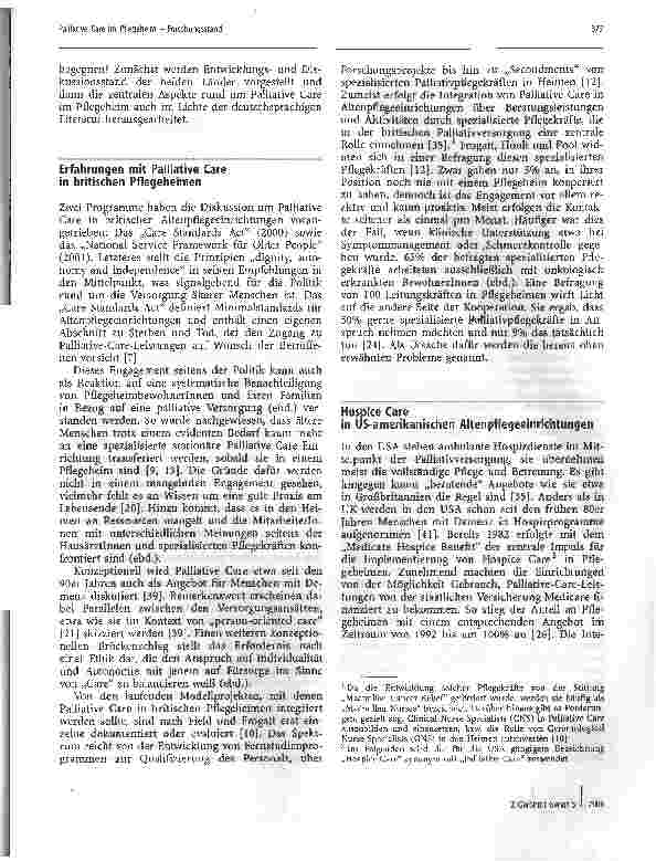 Vorschauseite 2: Palliative Care in Pflegeheimen - Forschungsstand und Entwicklungsperspektiven
