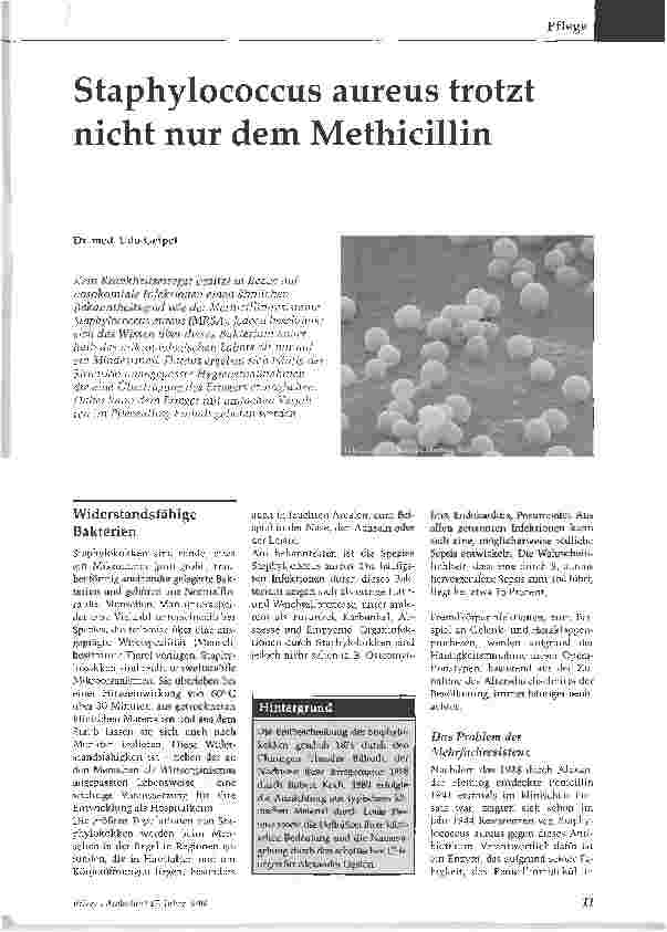 Vorschauseite 1: Staphylococcus aureus trotzt nicht nur dem Methicillin