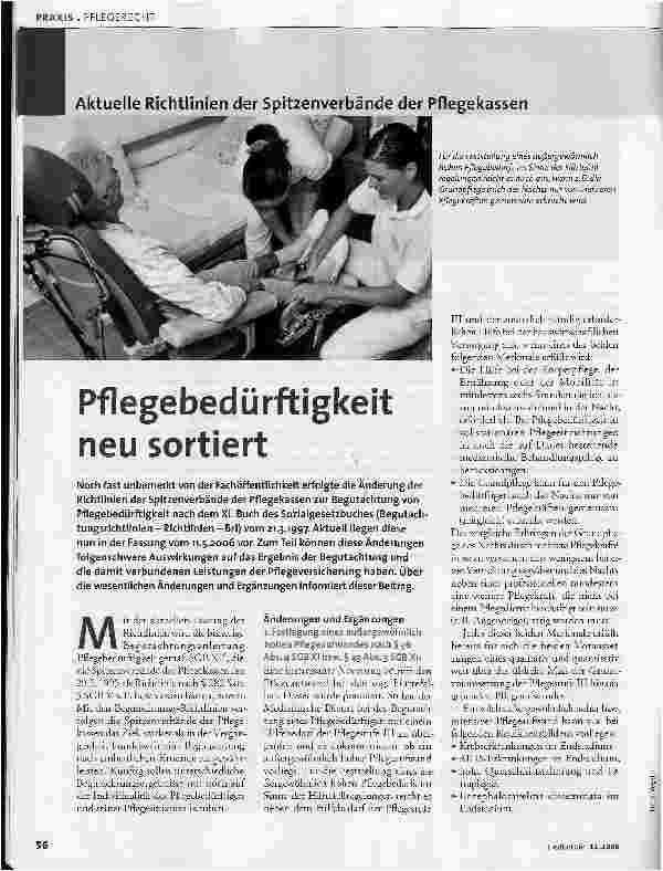 Vorschauseite 1: Aktuelle Richtlinien der Spitzenverbände der PflegekassenPflegebedürftigkeit neu sortiert