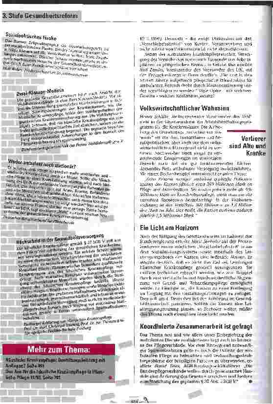 Vorschauseite 2: So nicht, Herr Seehofer! Häusliche Krankenpflege muß Regelleistung bleiben