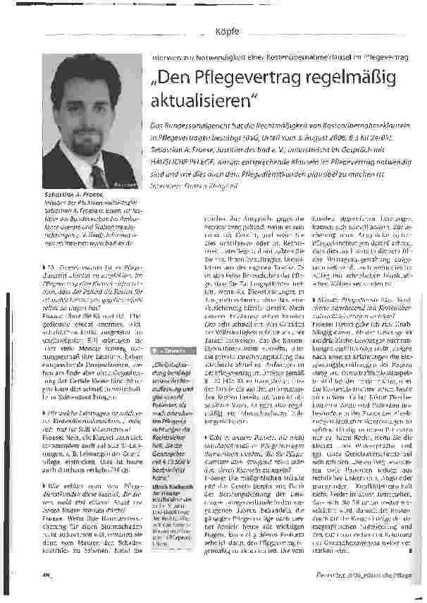 Vorschauseite 1: Den Pflegevertrag regelmäßig aktualisieren