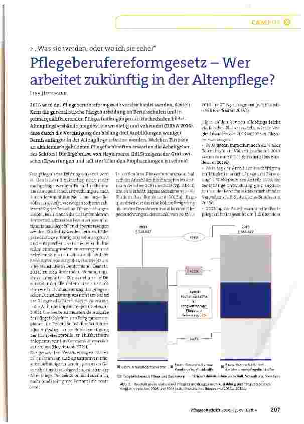 Vorschauseite 1: Pflegeberufereformgesetz Wer arbeitet zukünftig in der Altenpflege?