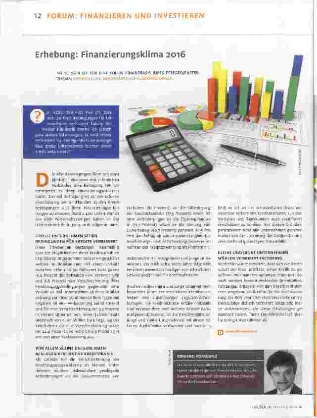 Vorschauseite 1: Erhebung: Finanzierungsklima 2016