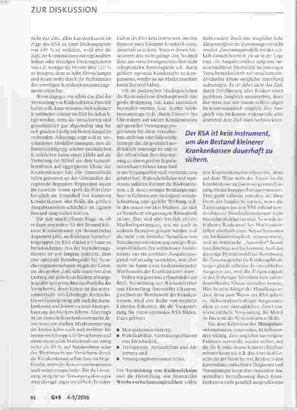 Vorschauseite 2: Brauchen wir eine Reform des RSA?