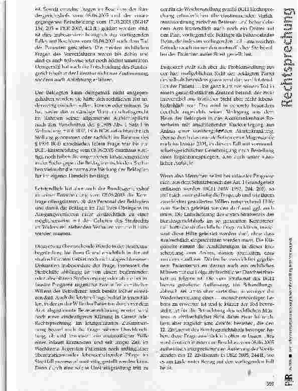 Vorschauseite 4: Kein Schadensersatzanspruch wegen Weiterbehandlung trotz Sterbewunsch