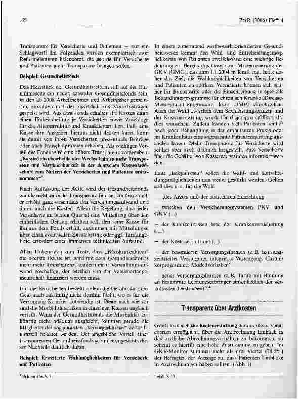 Vorschauseite 2: Gesundheitsreform 2006 - mehr Transparenz für Versicherteund Patienten? *