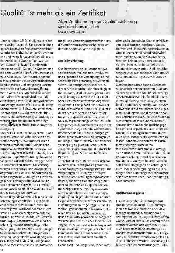 Vorschauseite 1: Qualität ist mehr als ein Zertifikat