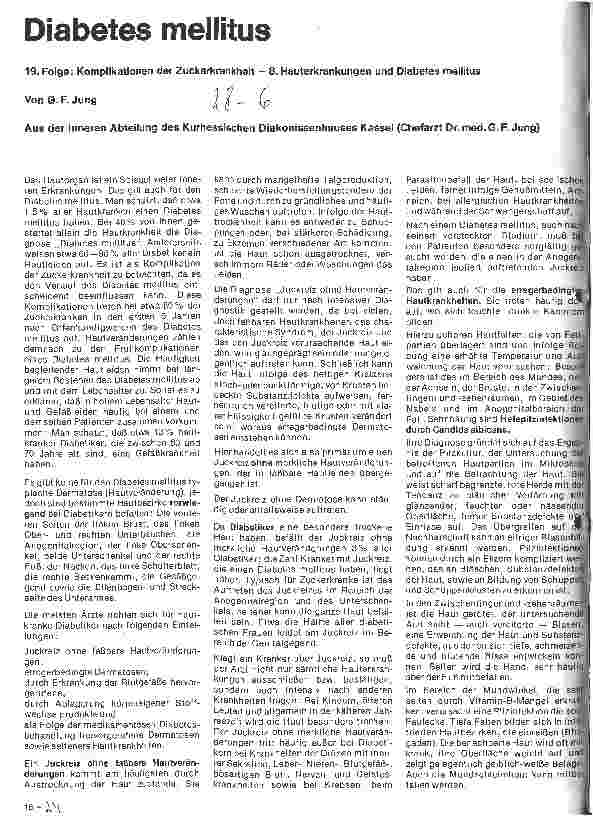 Vorschauseite 1: Diabetes mellitus 19. Folge: Komplikationen der Zuckerkrankheit 8. Hauterkrankungen und Diabetes mellitus