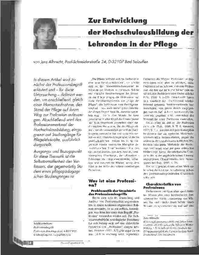 Vorschauseite 1: Zur Entwicklung der Hochschulausbildung der Lehrenden in der Pflege