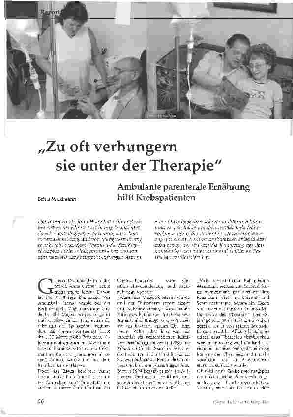 Vorschauseite 1: Zu oft verhungern sie unter der Therapie