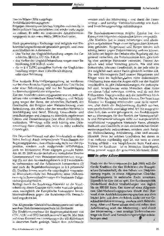 Vorschauseite 2: Das allgemeine Gleichbehandlungsgesetz