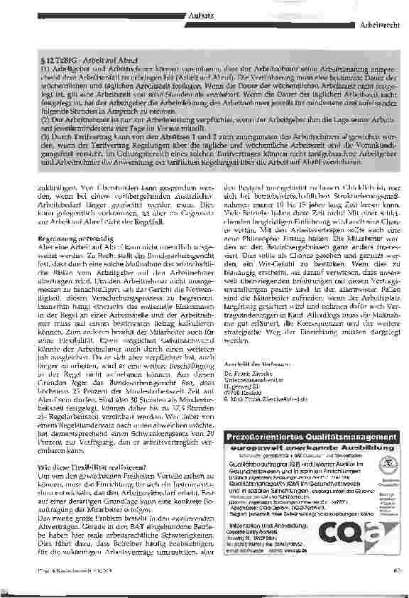 Vorschauseite 2: Arbeitszeiten und damit Kosten flexibler gestalten