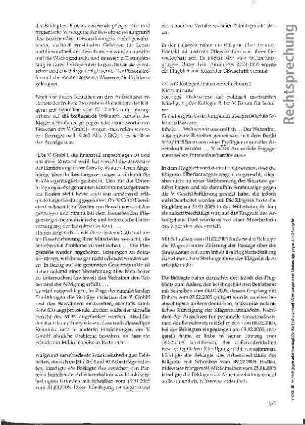 Vorschauseite 2: Verstoß gegen arbeitsvertragliche Rücksichtnahmepflichten wegen einer Strafanzeige gegen den Arbeitgeber