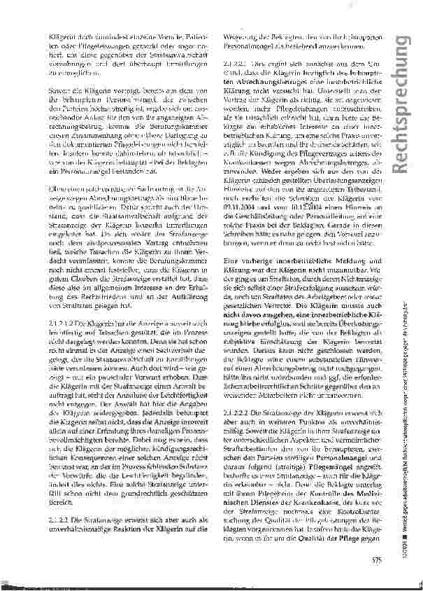 Vorschauseite 6: Verstoß gegen arbeitsvertragliche Rücksichtnahmepflichten wegen einer Strafanzeige gegen den Arbeitgeber