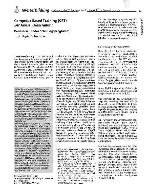 Vorschauseite 1: Computer Based Training (CBT) zur Anwenderschulung
