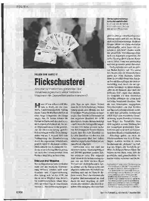 Vorschauseite 1: FOLGEN VON HARTZ IV - Flickschusterei