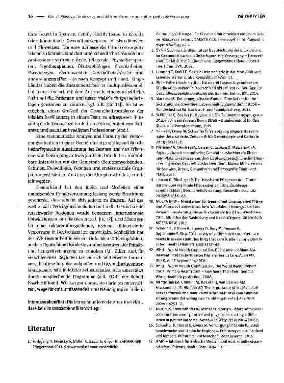Vorschauseite 2: Plädoyer für eine regional differenzierte, Sektoren übergreifende Versorgung