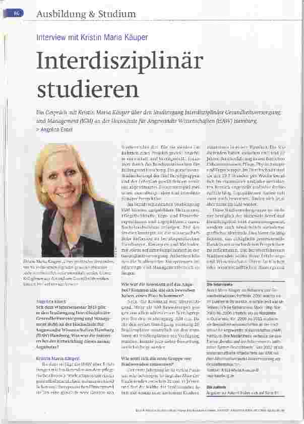 Vorschauseite 1: Interview mit Kristin Maria Käuper Interdisziplinär studieren