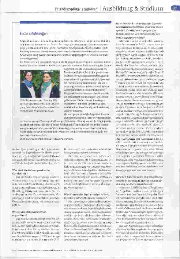 Vorschauseite 2: Interview mit Kristin Maria Käuper Interdisziplinär studieren