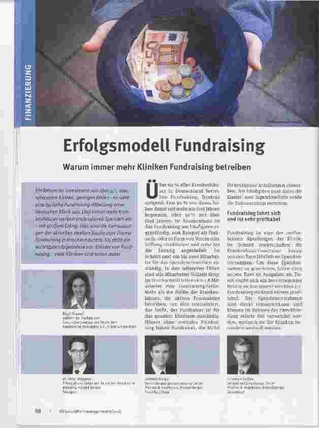 Vorschauseite 1: Warum immer mehr Kliniken Fundraising betreiben