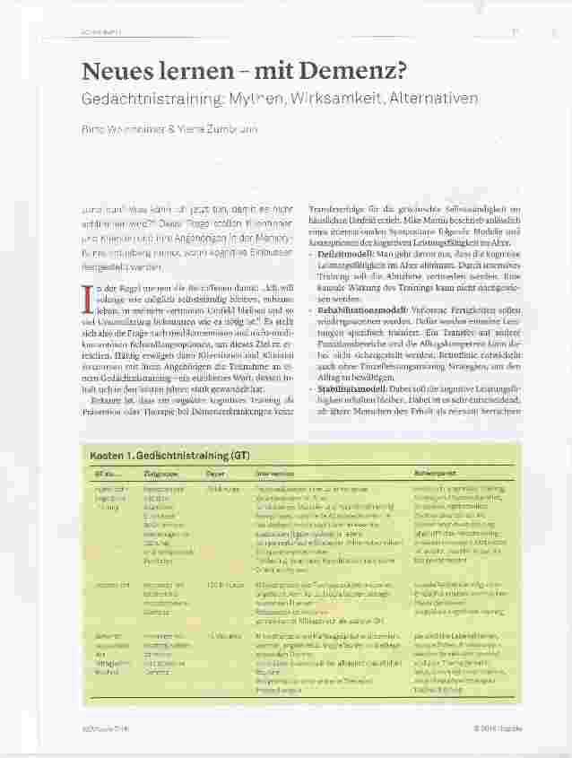 Vorschauseite 1: Neues lernen - mit Demenz?