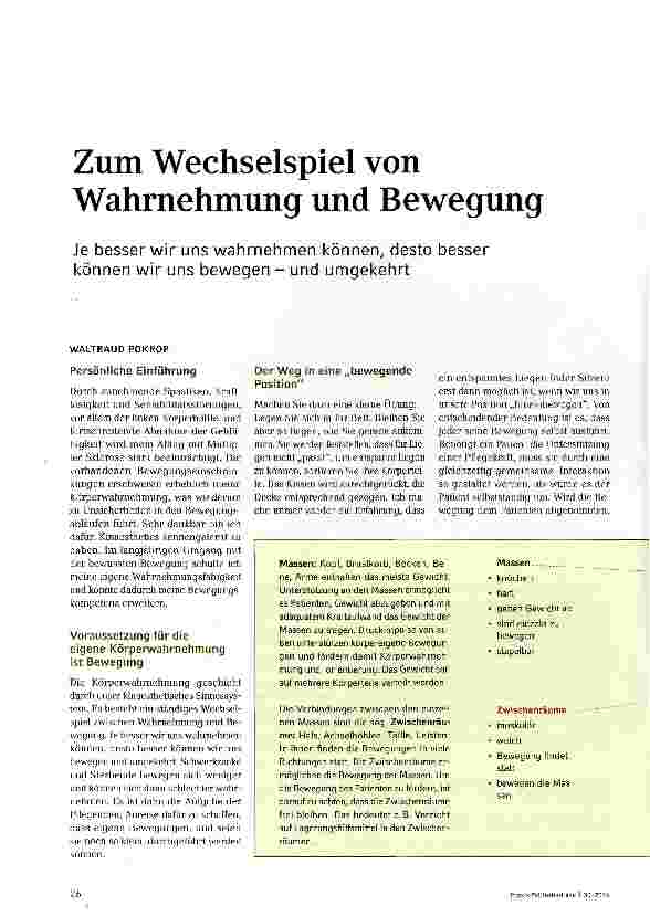 Vorschauseite 1: Zum Wechselspiel von Wahrnehmung und Bewegung
