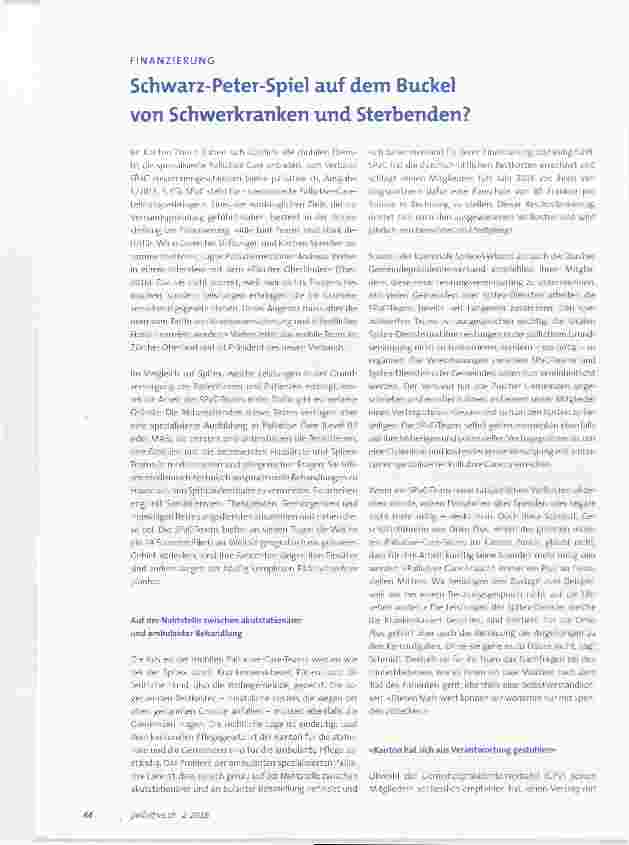 Vorschauseite 1: Schwarz-Peter-Spiel auf dem Buckel von SchweTkranken uud Sterbenden?