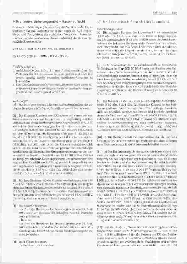 Vorschauseite 1: Krankenversicherungsrecht Kassenaufsicht