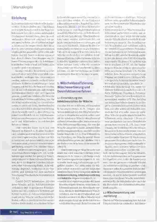 Vorschauseite 2: Empfehlungen zum Umgang mit infektionsverdächtiger bzw. infektiöser Wäsche aus Gemeinschaftsunterkünften für Asylsuchende, Spätaussiedler und Flüchtlinge