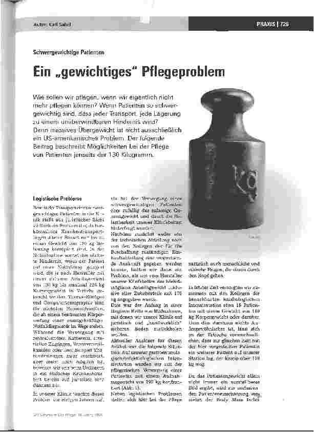 Vorschauseite 1: Ein gewichtiges Pflegeproblem