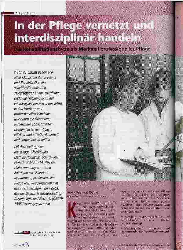 Vorschauseite 1: In der Pflege vernetzt und interdisziplinär handeln Die Rehabilitationskette als Merkmal professioneller Pflege