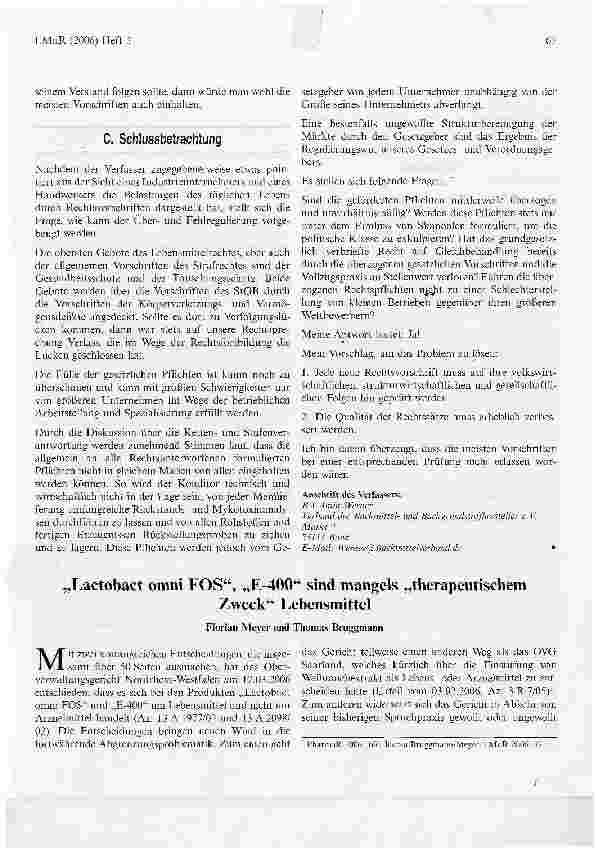 Vorschauseite 5: Die Überregulierung im Lebensmittelrecht