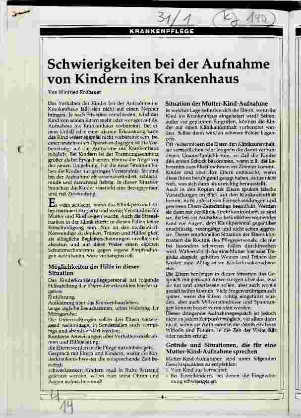 Vorschauseite 1: Schwierigkeiten bei der Aufnahme von Kindern ins Krankenhaus