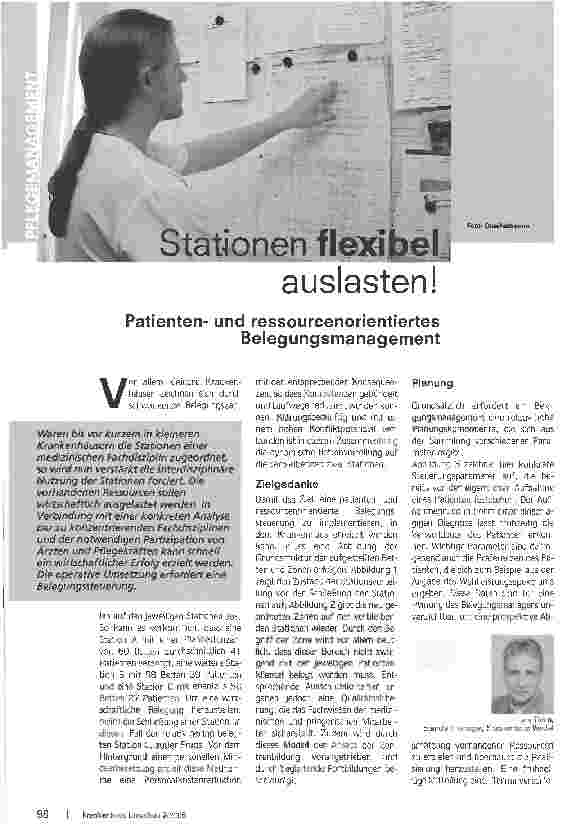 Vorschauseite 1: Stationen flexibel auslasten! Patientenund ressourcenorientiertes Belegungsmanagement