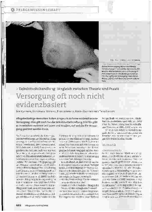 Vorschauseite 1: Dekubitusbehandlung: Vergleich zwischen Theorie und Praxis - Versorgung oft nicht evidenzbasiert