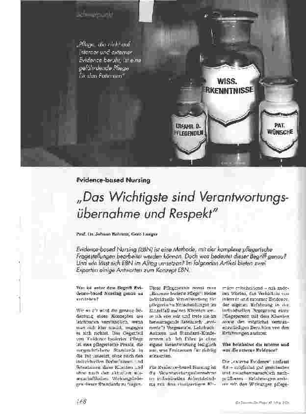 Vorschauseite 1: Evidence-based NursingDas Wichtigste sind Verantwortungsübernahme und Respekt
