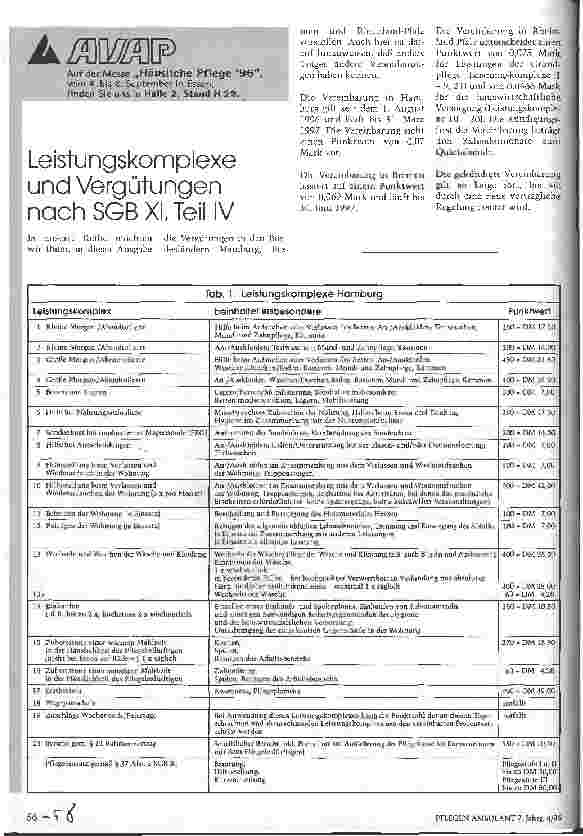 Vorschauseite 1: Leistungskomplexe und Vergütungen nach SGB XI, Teil IV