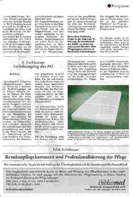Vorschauseite 2: BALK-Kongreß in Leipzig: Pflege braucht ein Bündnis