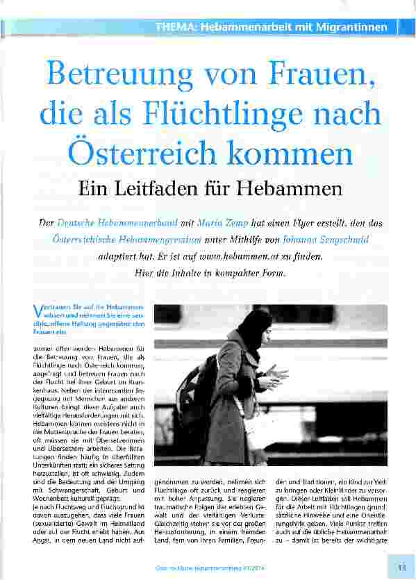 Vorschauseite 1: Betreuung von Frauen, die als Flüchtlinge nach Osterreich kommen