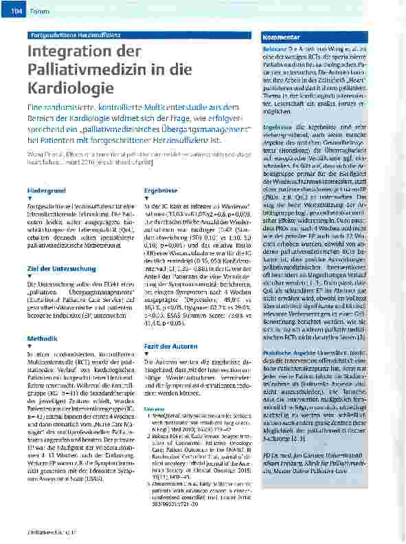 Vorschauseite 1: Integration der Palliativmedizin in die Kardiologie