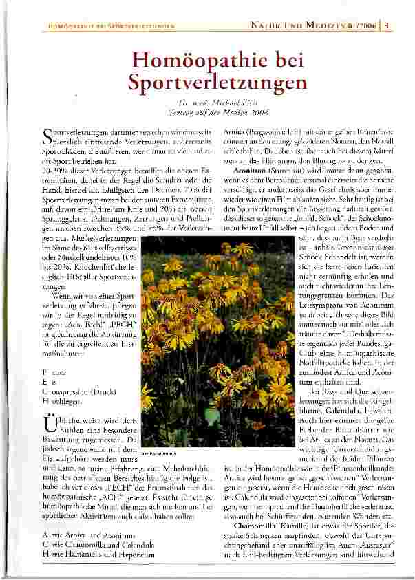 Vorschauseite 1: Homöopathie bei Sportverletzungen