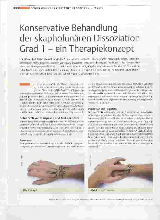 Vorschauseite 1: Konservative Behandlung der skapholunären Dissoziation Grad 1 ein Therapiekonzept